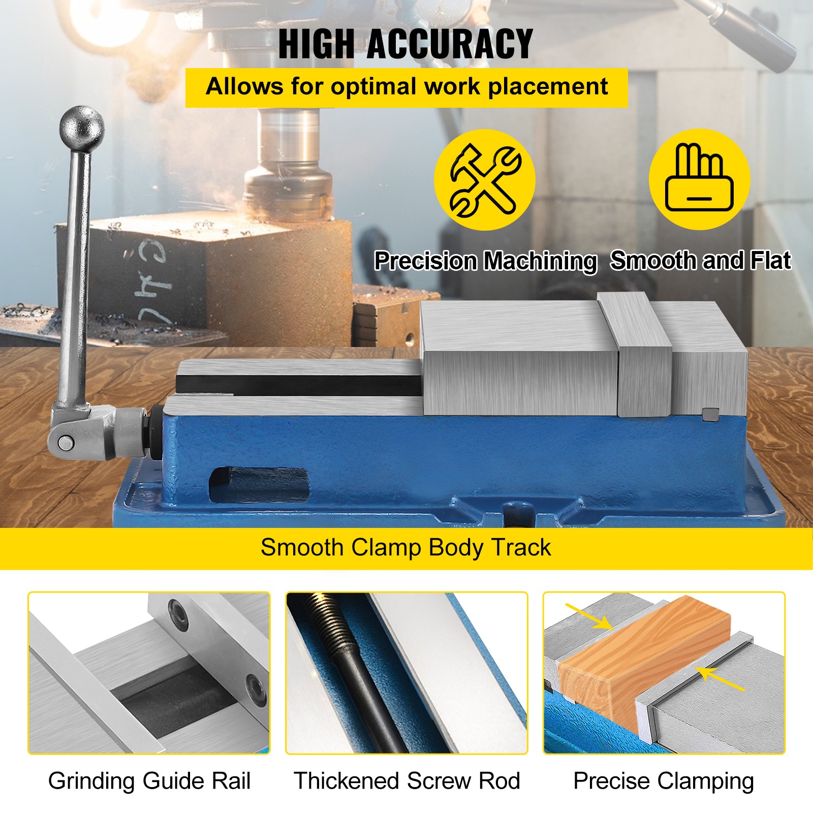 VEVOR 6'' ACCU Lock Vise for Precision, Milling Vice with 6 Inch Jaw for Drill Press, Milling & Drilling Bench Clamp Vice