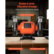 Amoladora de banco VEVOR de 6 pulgadas, 250 W, 1750 RPM, amoladora de mesa de baja velocidad