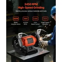 Amoladora de banco VEVOR de 6 pulgadas, 450 W, 3450 RPM, amoladora de mesa de alta velocidad
