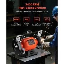 VEVOR Bench Grinder 6-inch Bench Grinder 250W 3450RPM High-Speed Table Grinders