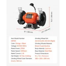 VEVOR Bench Grinder 6-inch Bench Grinder 250W 3450RPM High-Speed Table Grinders