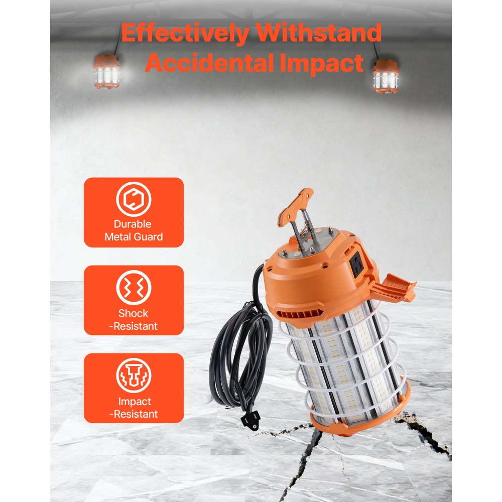VEVOR LED Temporary Work Light, 150W, 19000 lm, 5000K Durable & Water-Resistant, Linkable up to 6 Units, Ceiling or Stand Job Site Illumination for Construction Sites, Workshops, Indoor & Outdoor Use
