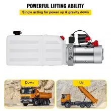 VEVOR 6 Quart Hydraulic Power Unit Single Acting Hydraulic Pump Dump Trailer 12V DC with 6L Metal Reservoir Hydraulic Power Pack for Car Lifting