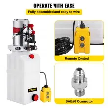 VEVOR 6 Quart Hydraulic Power Unit Single Acting Hydraulic Pump Dump Trailer 12V DC with 6L Metal Reservoir Hydraulic Power Pack for Car Lifting