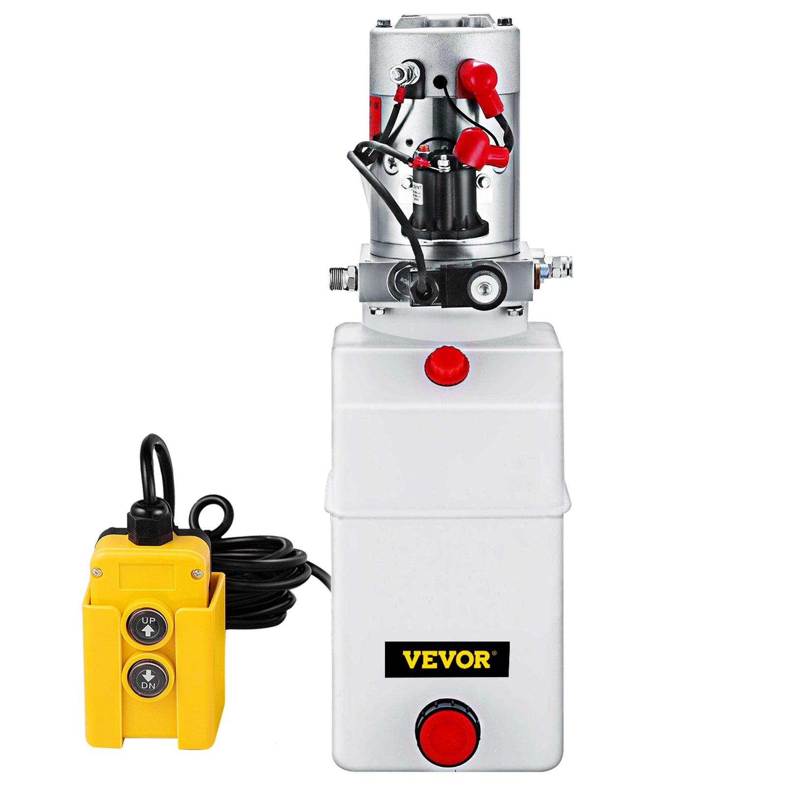 VEVOR 6 Quart Hydraulic Power Unit Single Acting Hydraulic Pump Dump Trailer 12V DC with 6L Metal Reservoir Hydraulic Power Pack for Car Lifting
