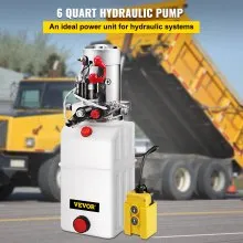 VEVOR Hydraulic Power Unit 6 Quart Hydraulic Pump Double Acting DC12V Hydraulic Power Pack for Dump Truck Dump Trailer SAE6 Port with Plastic Reservoir