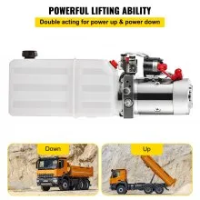 VEVOR Hydraulic Power Unit 6 Quart Hydraulic Pump Double Acting DC12V Hydraulic Power Pack for Dump Truck Dump Trailer SAE6 Port with Plastic Reservoir