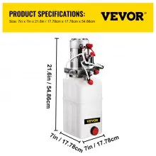VEVOR Hydraulic Power Unit 6 Quart Hydraulic Pump Double Acting DC12V Hydraulic Power Pack for Dump Truck Dump Trailer SAE6 Port with Plastic Reservoir