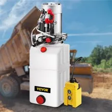 VEVOR Hydraulic Power Unit 6 Quart Hydraulic Pump Double Acting DC12V Hydraulic Power Pack for Dump Truck Dump Trailer SAE6 Port with Plastic Reservoir