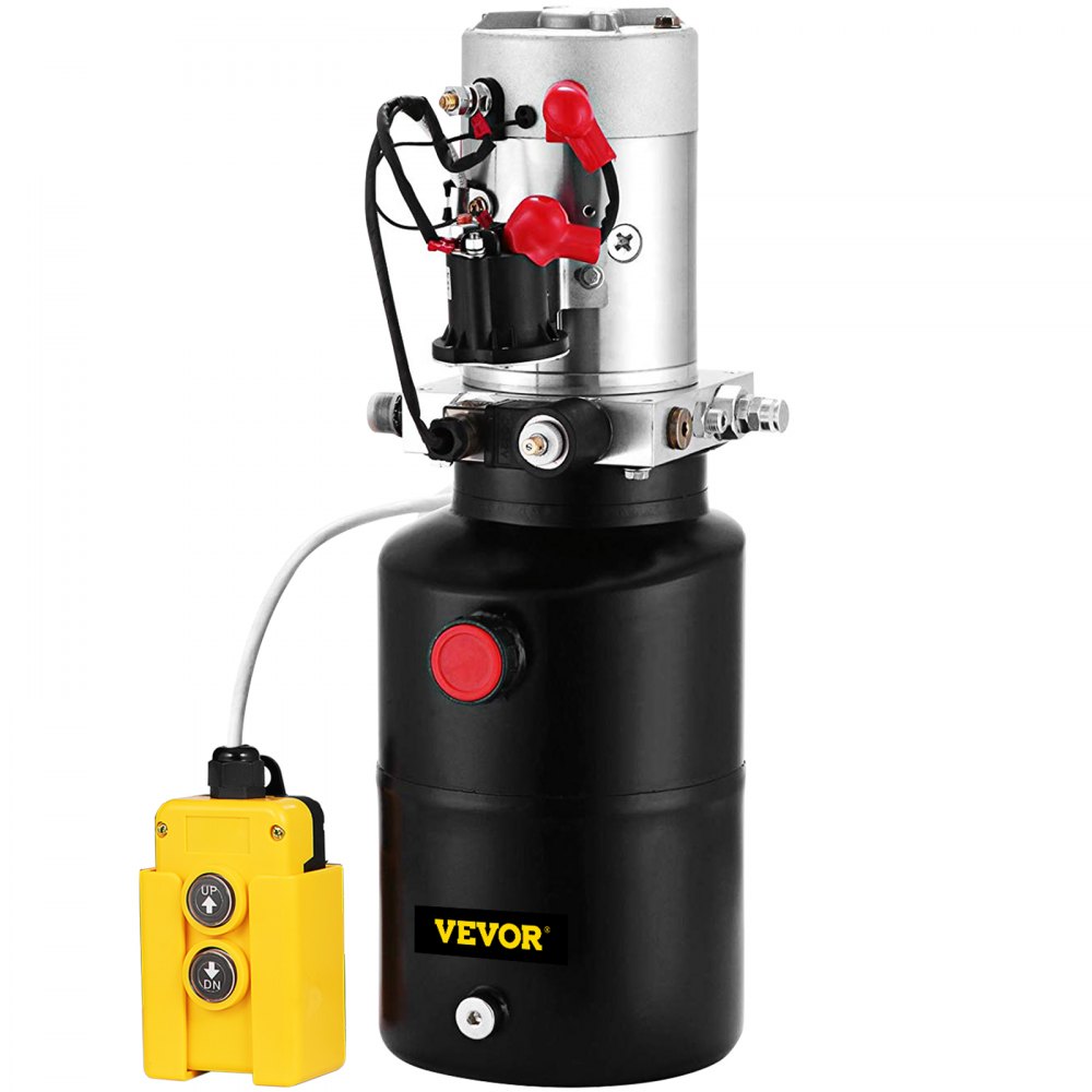 Hydraulic Pump 12V Hydraulic Motor Hydraulic Power Unit, Dump Trailer Hydraulic Pump Single Acting Hydraulic Power Pack 6 Quart Electric Hydraulic Pump with Hydraulic Reservoir for Car Lift