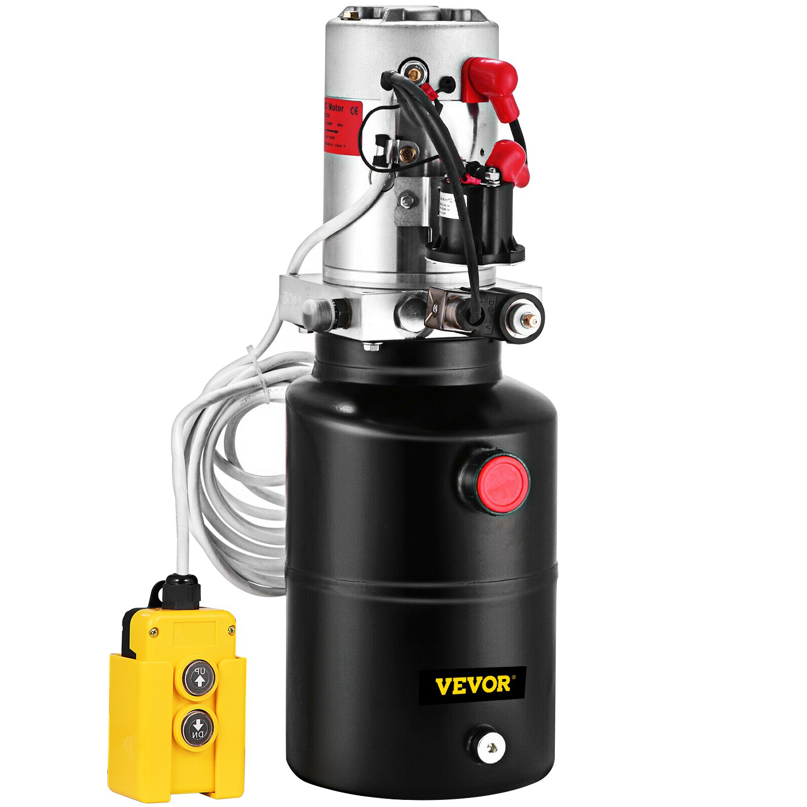 Hydraulic Pump 12V Hydraulic Motor Hydraulic Power Unit, Dump Trailer Hydraulic Pump Single Acting Hydraulic Power Pack 6 Quart Electric Hydraulic Pump with Hydraulic Reservoir for Car Lift