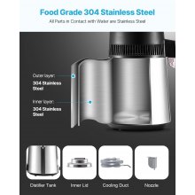 6L Water Distiller Home Countertop Purifier Machine 900W Stainless Steel Glass