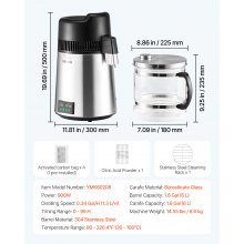 6L Water Distiller Home Countertop Purifier Machine 900W Stainless Steel Glass
