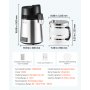 VEVOR Water Distiller, 6L 1.6 Gallon Larger Pure Water Purifier Filter For Home Table Countertop, 900W Glass Pot Distilled Maker, Stainless Steel Interior Drinking Machine to Make Clean Waters, Silver