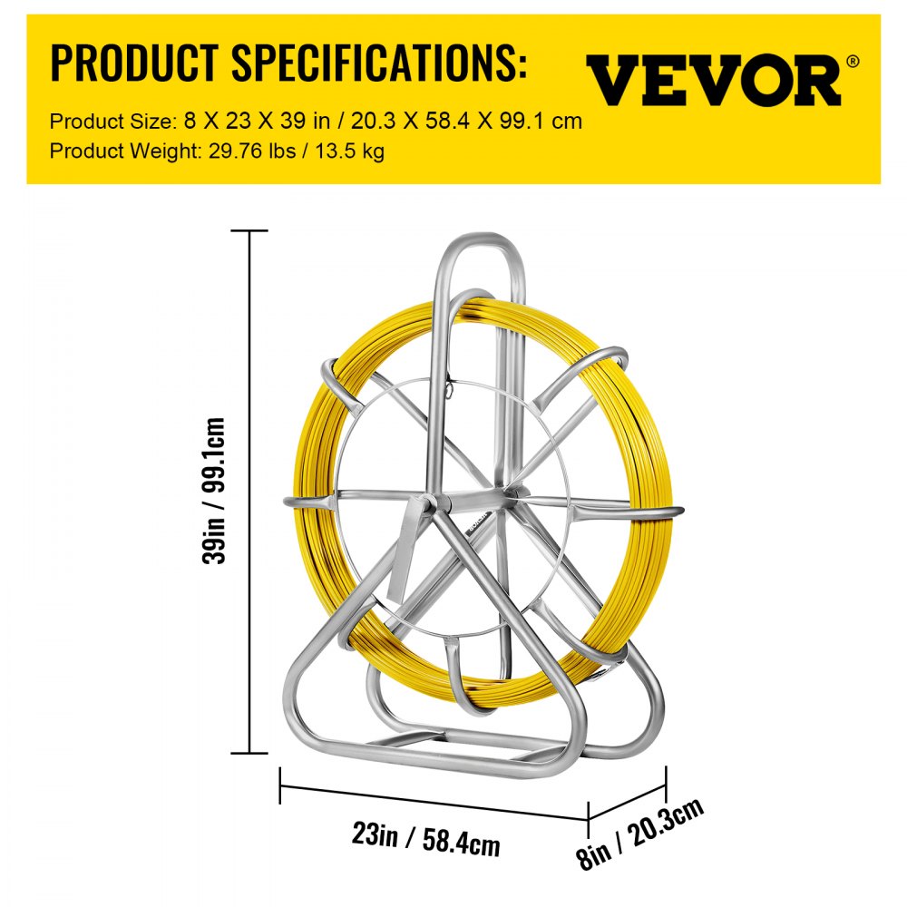 Cable de alambre de fibra de vidrio, cinta de pescado de 6mm, conducto de varilla para correr, rodador de cinta de pescado, 130m