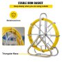 VEVOR Fish Tape Cableing Rods 6MMX130M Duct Rodder Fish Tape Continuous Fiberglass Electrical Cable Threader Running Puller Hand-operated Draw Wire Retractable Threader + Cage Stand Wheel