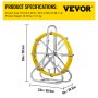 VEVOR Fish Tape Cableing Rods 6MMX130M Duct Rodder Fish Tape Continuous Fiberglass Electrical Cable Threader Running Puller Hand-operated Draw Wire Retractable Threader + Cage Stand Wheel