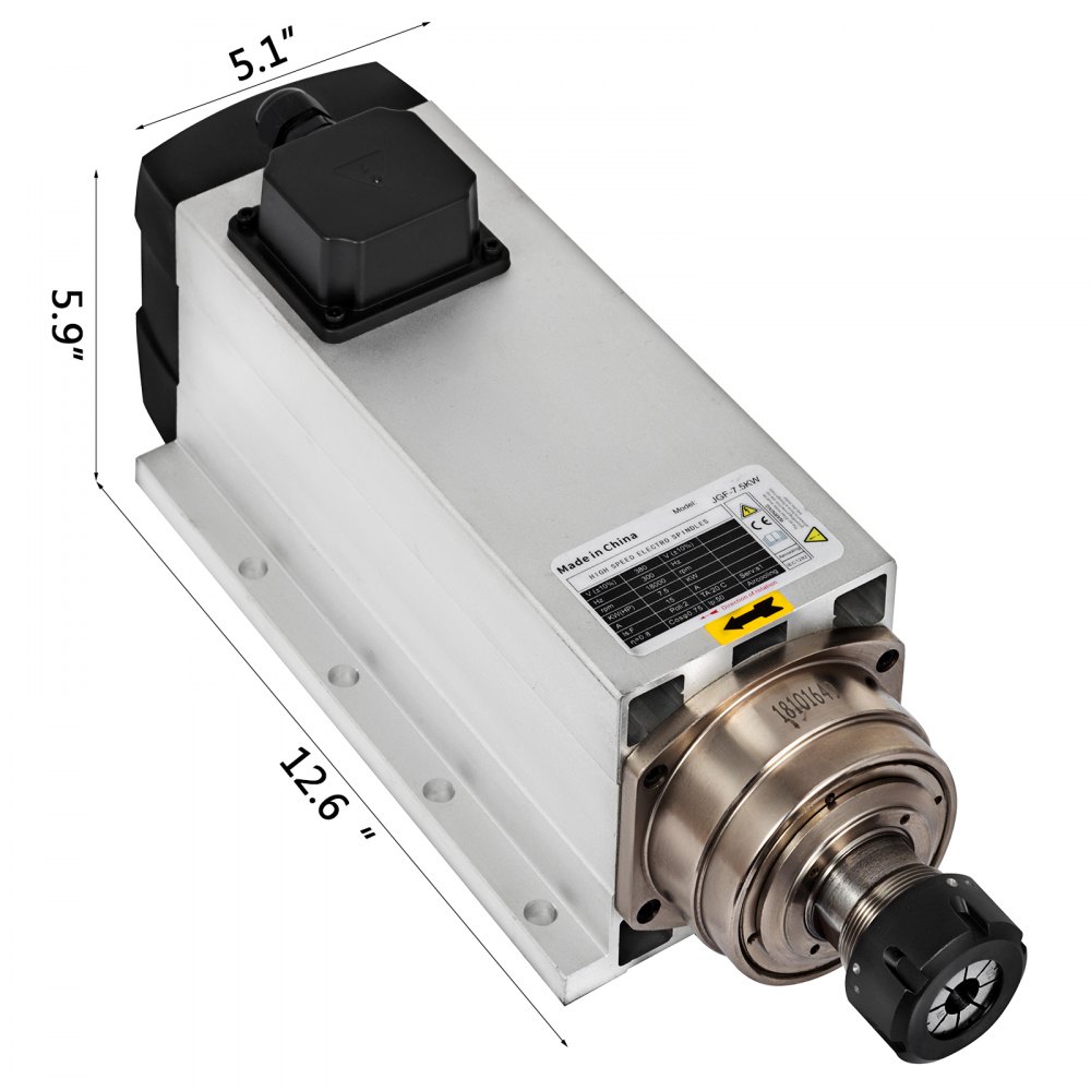 Motor de husillo VEVOR 7.5KW Motor de husillo refrigerado por aire cuadrado ER32 Collect 18000RPM y VFD Unidad de frecuencia variable 220V 7.5KW para fresadora de grabado de enrutador CNC