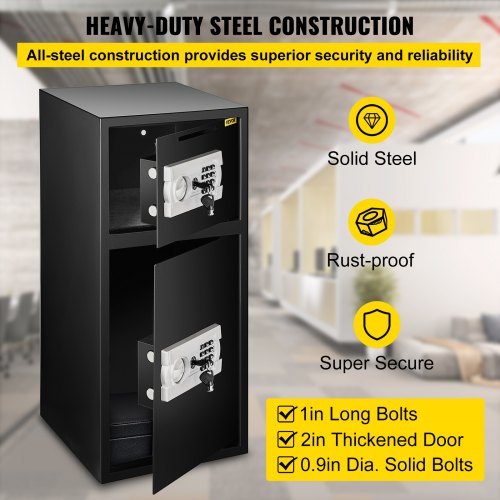 VEVOR 33" Digital Double Door Safe Depository Box Gun Safes Cash Office Security Lock Strong Iron Larger Digital Safe Box