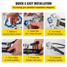 VEVOR Hydraulic Hose Crimper Hydra-Krimp 71500,Manual AC Hose Crimper Kit Air Conditioning Repaire Handheld, Hydraulic Hose Crimping Tool with 7 Die Set for Barbed and Beaded Hose Fittings