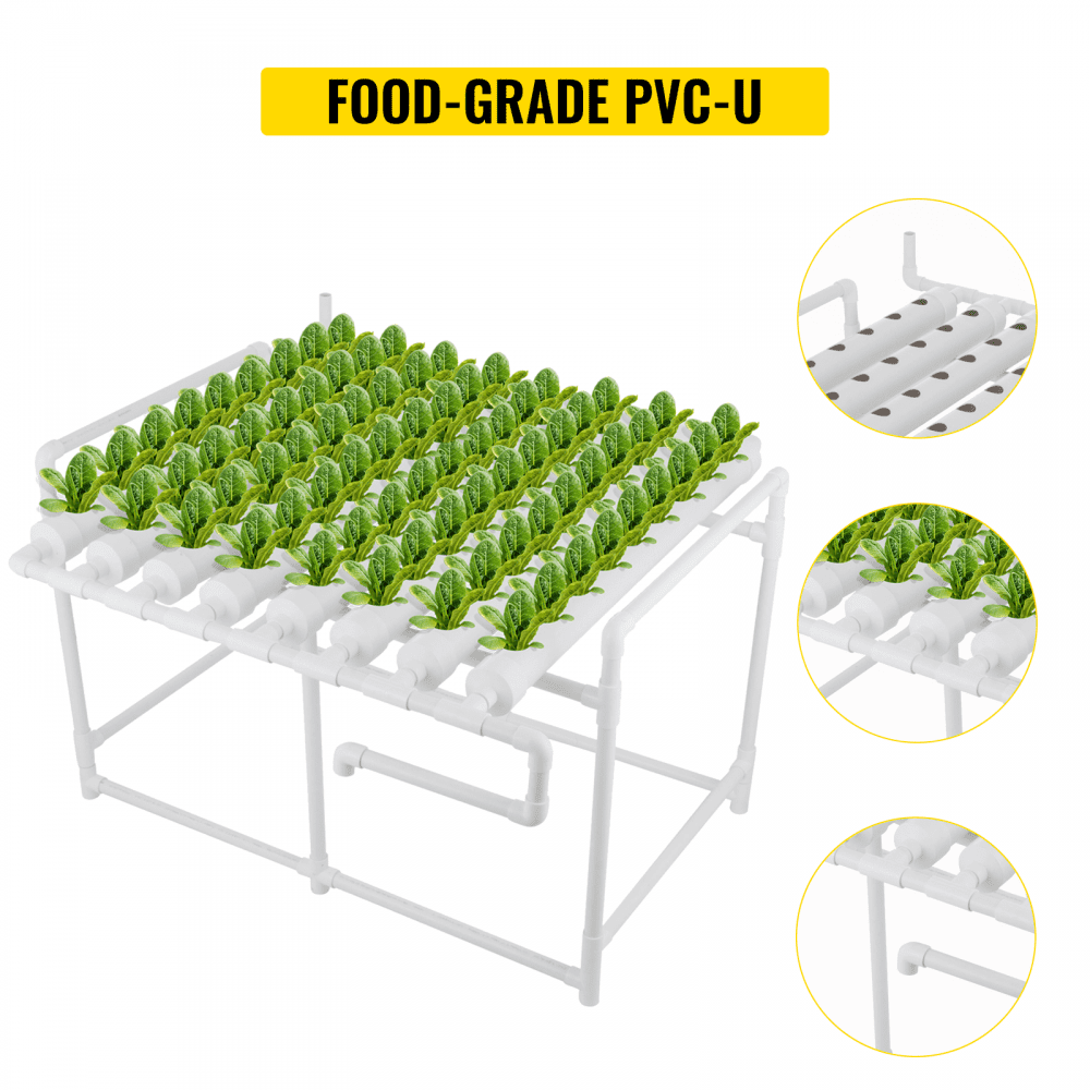 VEVOR Hydroponic Grow Kit 72 Sites 8 Pipe NFT PVC Hydroponic Pipe Home Balcony Garden Grow Kit Hydroponic Soilless Plant Growing Systems Vegetable Planting Grow Kit
