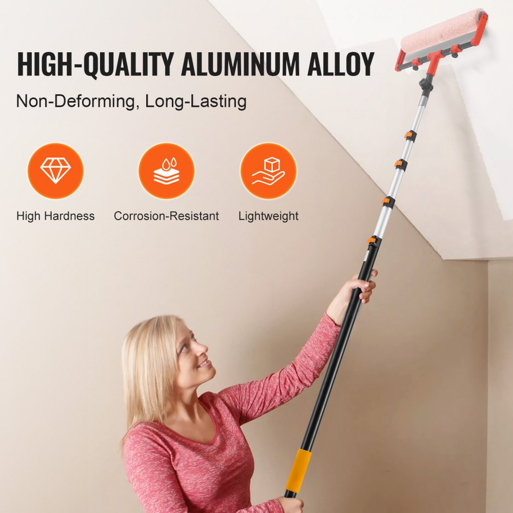VEVOR Telescoping Pole, 7 to 30 FT Pole, Extension Multi-Purpose Pole, Sturdy Aluminum Alloy Paint Extendable Pole with Flip-Lock Design, Telescopic Pole for Painting, Dusting and Cleaning