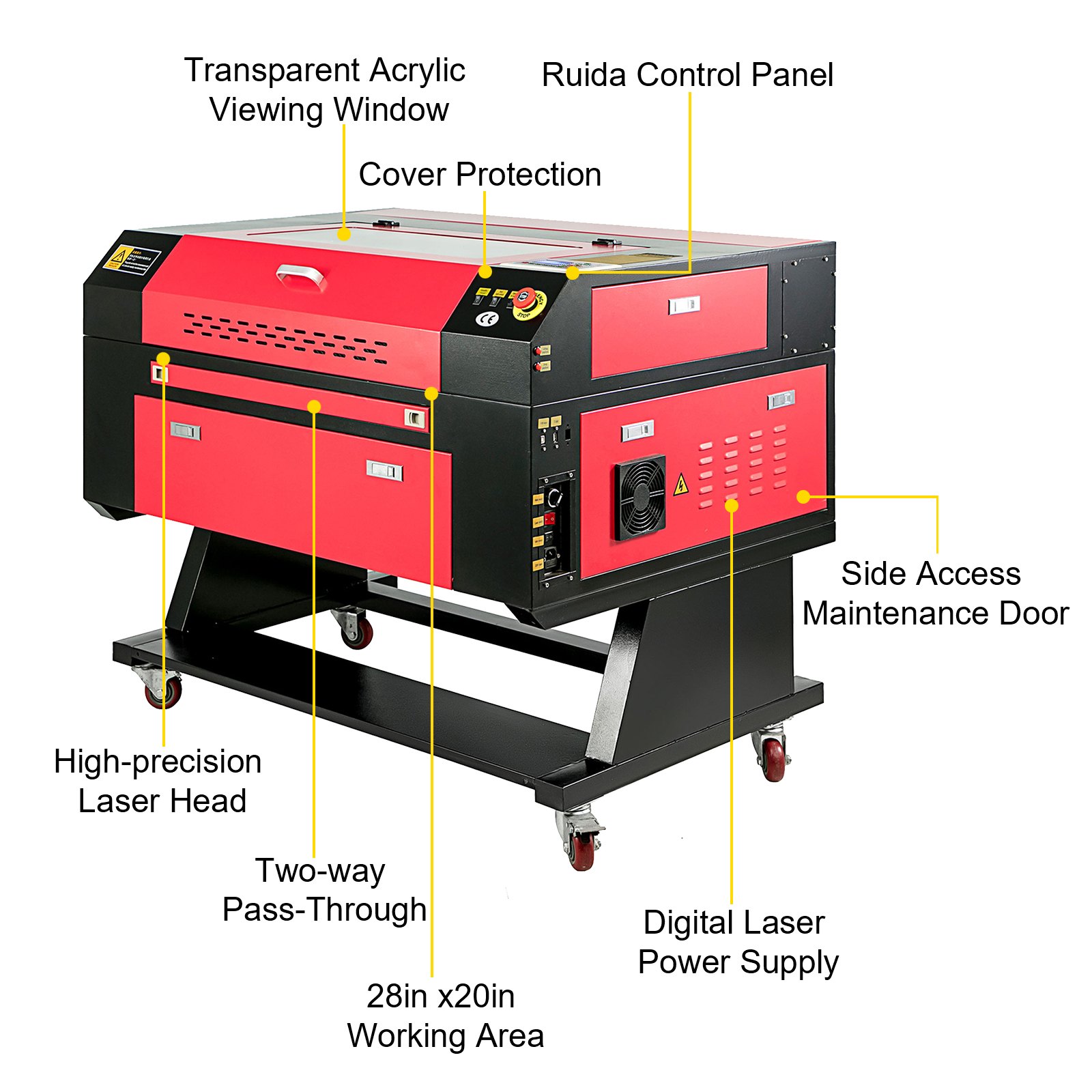 VEVOR 60W Laser Engraver 500x700mm Laser Cutter Engraving Machine CO2 Laser Engraver USB Interface for DIY Engraving