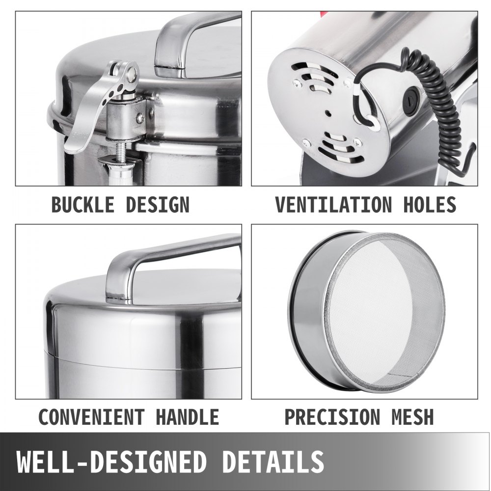 VEVOR 750g Electric Grain Grinder Mill Open-Cover-Stop Flour Powder Mill Grinder Pulverrizer High Speed Superfine Grain Mill Spice/Herb/Coffee/Nut/Powder Overload Protection Stainless Steel