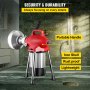 VEVOR 0.75-4 Inch Sectional Pipe Drain Cleaning Machine 400PRM Snake Cleaner Pipe Drain Cleaning Machine with 66 Ft x 0.67 Inch Galvanize Cable Heavy Duty