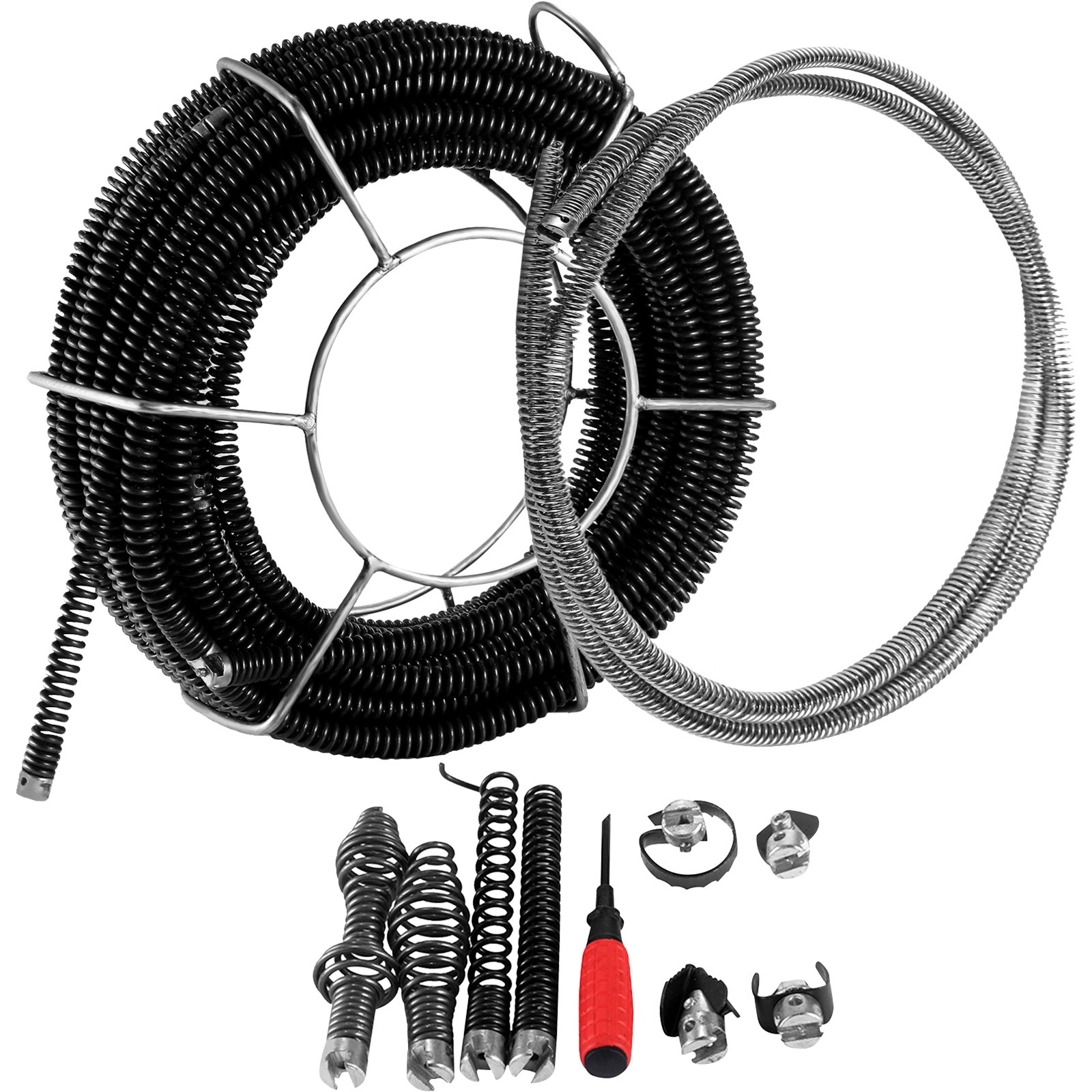 VEVOR 0.75-4 Inch Sectional Pipe Drain Cleaning Machine 400PRM Snake Cleaner Pipe Drain Cleaning Machine with 66 Ft x 0.67 Inch Galvanize Cable Heavy Duty