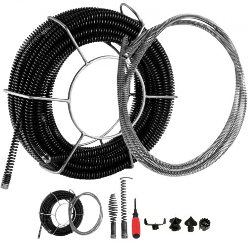 Drain Cleaning Machine 500 Watt Sectional Drain Cleaner 75' x 5/8" Spring Cable
