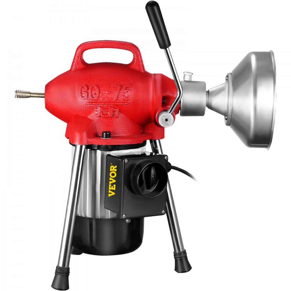 Drain Cleaning Machine 500 Watt Sectional Drain Cleaner 75' x 5/8" Spring Cable