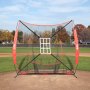 VEVOR 7x7 fod baseball softball træningsnet, bærbart baseball træningsnet til at slå, gribe og pitche, backstop baseballudstyr med bueramme, bæretaske, strikezone, bold, tee, boldopsamler