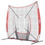 VEVOR 7x7 fod baseball softball træningsnet, bærbart baseball træningsnet til at slå, gribe og pitche, backstop baseballudstyr med bueramme, bæretaske, strikezone, bold, tee, boldopsamler