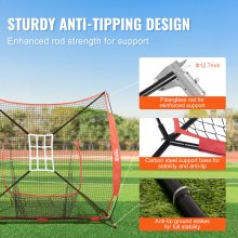 VEVOR 7x7 ft baseball Softball -harjoitusverkko, kannettava baseball-harjoitusverkko lyöntikentällä, baseball-varusteet jousikehyksellä, kantolaukku, iskualue, pallo, t-paita, pallokeräin
