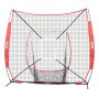 VEVOR Plasă de antrenament pentru baseball și softball de 7x7 ft, plasă portabilă de antrenament pentru baseball pentru lovire, prinderea și aruncarea mingii, echipament de baseball cu cadru arcuit, geantă de transport, zonă de lovire, minge, tee de lovire