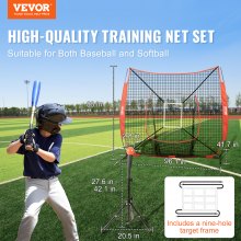 VEVOR 7x7 Baseball Softball Practice Net, Portable Baseball Training Net for Hitting Batting Catching Pitching, Backstop Baseball Equipment with Bow Frame, Carry Bag, Strike Zone, Ball, Batting Tee