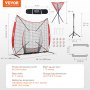 Rede de prática de softball de beisebol VEVOR de 7 x 7 pés, rede portátil de treinamento de beisebol para arremessos de captura, equipamento de contra-recuo com estrutura de arco, bolsa de transporte, zona de ataque, 12 bolas, camiseta e coletor de bolas