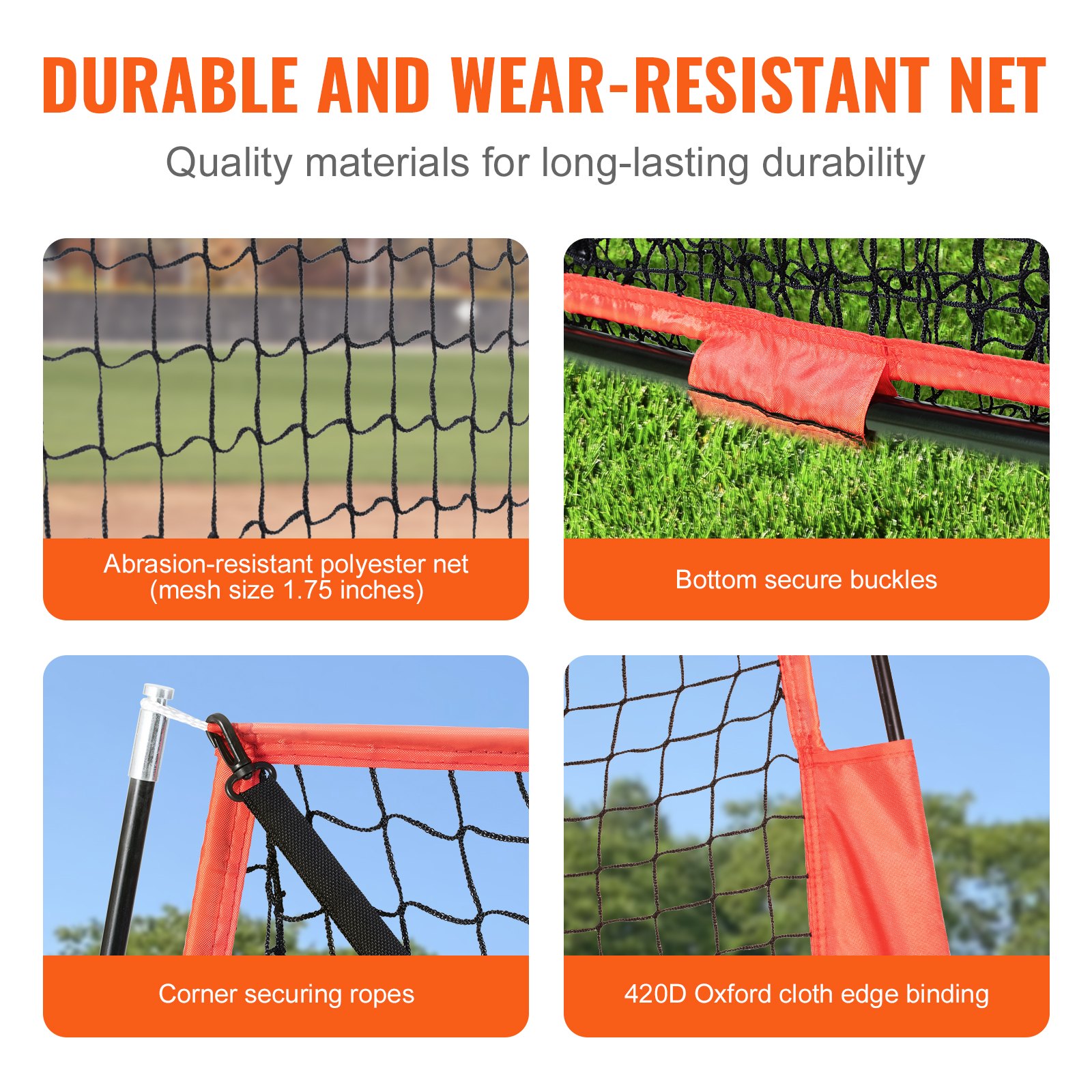 VEVOR 7x7 ft Baseball Softball Practice Net, Portable Baseball Training Net for Hitting Catching Pitching, Backstop Equipment with Bow Frame, Carry Bag, Strike Zone, 12 Balls, Tee, and Ball Collector