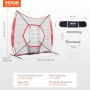 VEVOR 7x7 ft baseball Softball -harjoitusverkko, kannettava baseball-harjoitusverkko lyöntilyöntiin, lyöntipotku, Backstop-baseball-varusteiden harjoitusapuvälineet jousikehyksellä, kantolaukulla ja iskualueella
