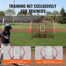 VEVOR 7x7 ft Baseball Softball Practice Net, Portable Baseball Training Net for Hitting Batting Catching Pitching, Backstop Baseball Equipment Training Aids with Bow Frame, Carry Bag, and Strike Zone
