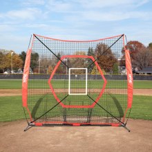 VEVOR Filet d'entraînement de baseball softball de 2,1 x 2,1 m, filet d'entraînement de baseball portable pour frapper, frapper, attraper, lancer, équipement de baseball avec cadre d'arc, sac de transport et zone de frappe