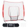 VEVOR 213.4 x 213.4 cm Baseball Softball Practice Net, Portable Baseball Training Net for Hitting Batting Catching Pitching, Backstop Baseball Equipment Training Aids with Carry Bag and Strike Zone
