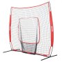 VEVOR 213.4 x 213.4 cm Baseball Softball Practice Net, Portable Baseball Training Net for Hitting Batting Catching Pitching, Backstop Baseball Equipment Training Aids with Carry Bag and Strike Zone