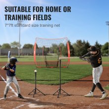 VEVOR 7x7 stôp bejzbalová softbalová cvičebná sieť, prenosná bejzbalová tréningová sieť na odpalovanie chytanie nadhadzovania, bejzbalové vybavenie so zarážkou Tréningové pomôcky s taškou na prenášanie a úderovou zónou