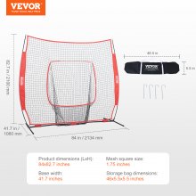 VEVOR 7x7 ft baseball Softball -harjoitusverkko, kannettava baseball-harjoitusverkko lyömiseen lyönnillä, lyöntikentällä, baseball-varusteiden harjoitusapuvälineet kantolaukulla ja iskualue
