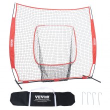 VEVOR 7x7 ft Baseball Softball Practice Net, Φορητό δίχτυ προπόνησης μπέιζμπολ για χτύπημα μπαταρίσματος, βοήθημα προπόνησης Backstop Baseball Equipment with Carry Bag and Strike Zone