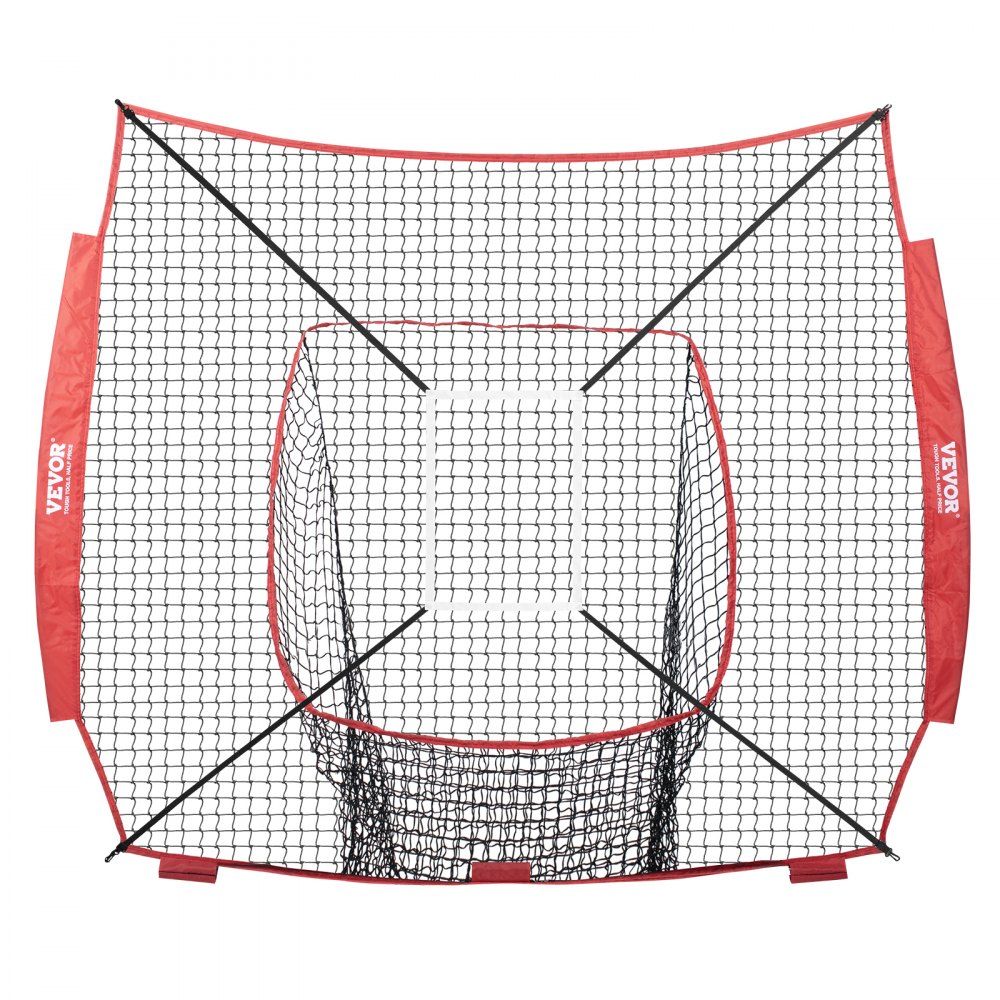 VEVOR 7x7 ft Baseball Softball Practice Net, Portable Baseball Training Net for Hitting Batting Catching Pitching, Backstop Baseball Equipment Training Aids with Strike Zone (Net Only)