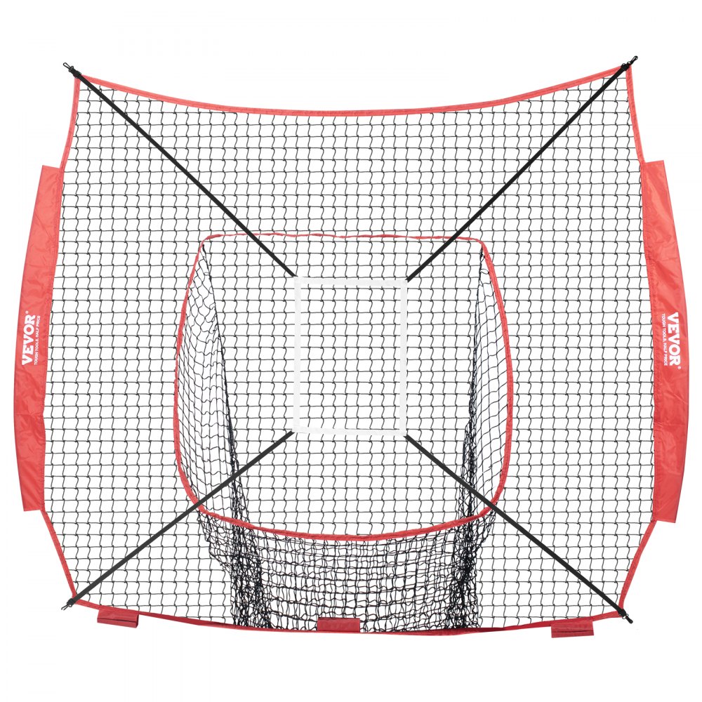 VEVOR 7x7 ft Baseball Softball Practice Net, Portable Baseball Training Net for Hitting Batting Catching Pitching, Backstop Baseball Equipment Training Aids with Strike Zone (Net Only)