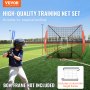 VEVOR 7x7 láb baseball Softball gyakorlóháló, hordozható baseball edzőháló ütőütéshez, elkapó dobáshoz, Backstop baseball-felszerelés edzéssegédek ütési zónával